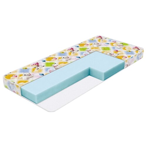 фото Матрас детский орматек kids soft 60x120 белый/голубой/желтый