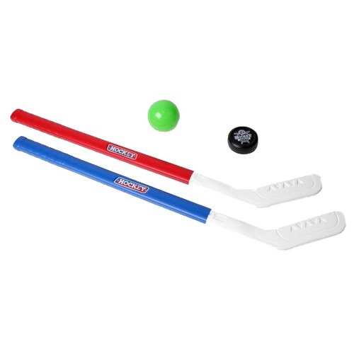 фото Хоккейный набор:2 клюшки, шайба, мяч технок т5569