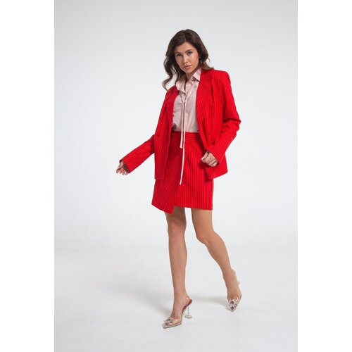 фото Костюм moda di lusso, жакет и юбка, классический стиль, трапеция силуэт, двубортная, размер s-m, красный