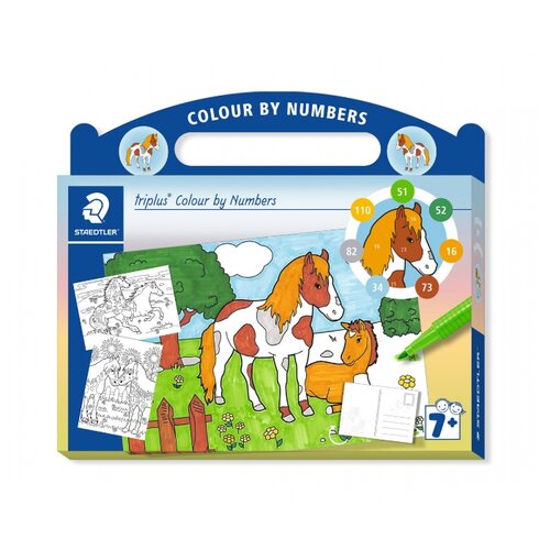 фото Набор для рисования по номерам "triplus colour by numbers. horses", 13 предметов staedtler