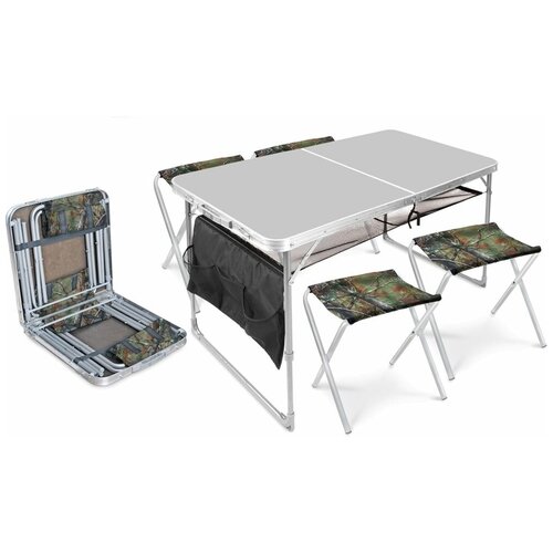 фото Комплект складной походной мебели nika сст-к3 (стол+4 стула), металлик/хант