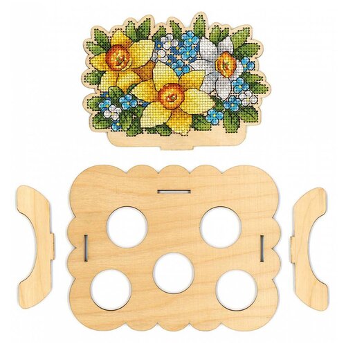 фото О-012 набор для вышивания на деревянной основе 'подставка 'цветочная' под яйца' 16*13*13см м.п.студия