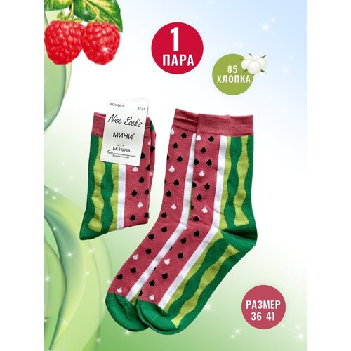 фото Женские носки мини средние, бесшовные, 80 den, размер 36-41, розовый, зеленый