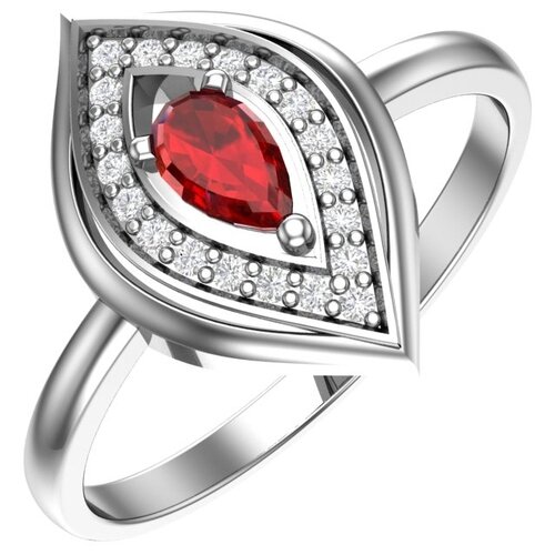 фото Pokrovsky серебряное кольцо с кварцем синтетическим рубиновым и бесцветными фианитами 1101018-04095, размер 17.5