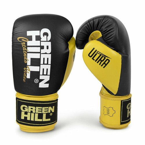 фото Боксерские перчатки green hill ultra черно-желтые