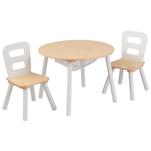 фото Комплект kidkraft круглый стол + 2 стула (26165_ke, 26166_ke, 27027_ke) 60x60 см бежевый/белый
