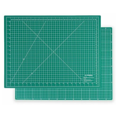 фото Мат для резки, двусторонний, 60 × 45 см, а2, цвет зелёный mikimarket