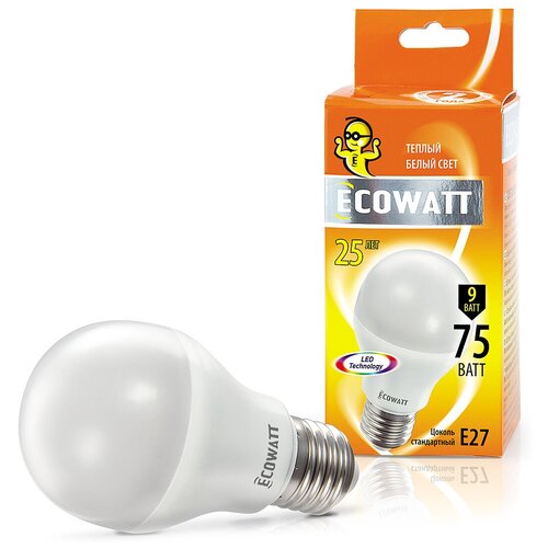 фото Лампа светодиодная ecowatt 230v 2700k warm white, e27, a60, 9вт