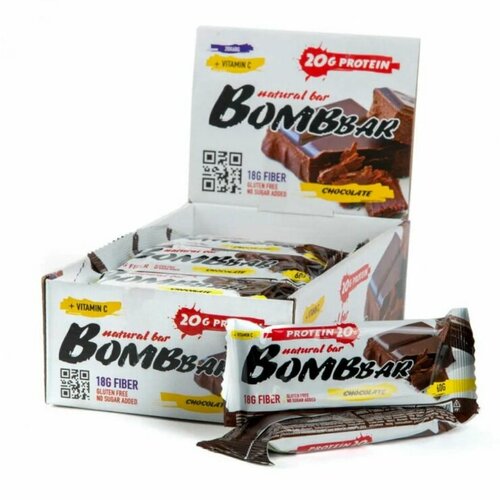 фото Bombbar батончик неглазированный (20 шт по 60 гр) - шоколад