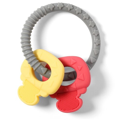 фото Прорезыватель силиконовый "ключи", цвет: красный, желтый babyono