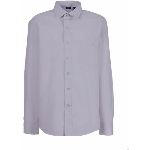 фото Школьная рубашка tsarevich, прямой силуэт, на пуговицах, длинный рукав, размер 128-134, фиолетовый