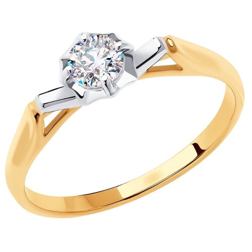 фото Sokolov кольцо из золота с фианитом swarovski 81010495, размер 17.5