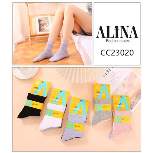 фото 3пары/уп. женские носки из хлопка alina cc23020 (23-25 (размер обуви 36-41), ассорти)