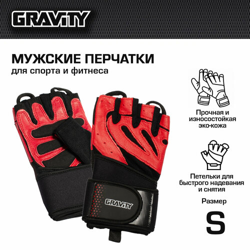 фото Мужские перчатки для фитнеса gravity gel performer черно-красные, s