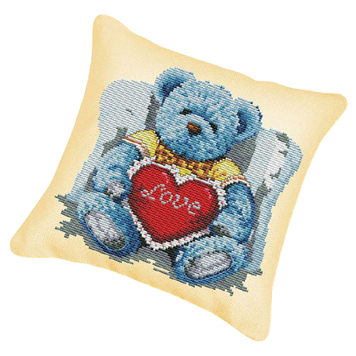 фото Белоснежка набор для вышивания подушка медвежонок с сердцем 22 х 23 см (920-р)