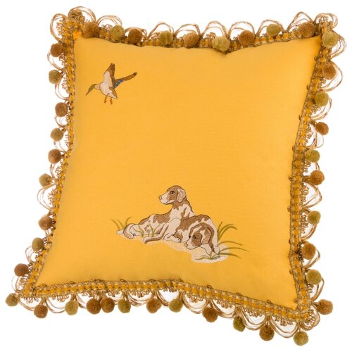 фото Подушка декоративная santalino охота 45х45, жёлтая, вышивка.(850-846-61)
