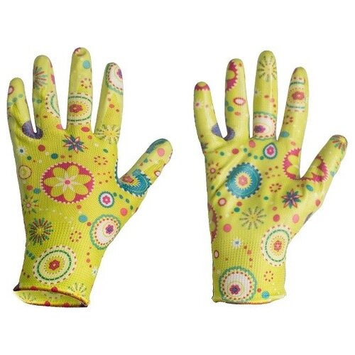 фото Перчатки хозяйственные нейлоновые с нитриловым покрытием, цвет: салатовый (арт. lnl189 s) гавриш
