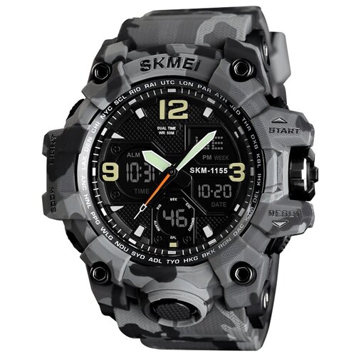 фото Спортивные часы skmei часы наручные мужские водонепроницаемые и ударопрочные. skmei-1155в, цвет милитари-серый
