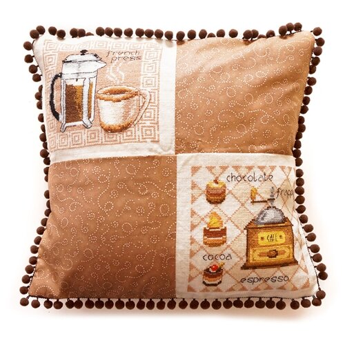фото Набор для вышивания кофейная (может использоваться для создания подушки) марья искусница