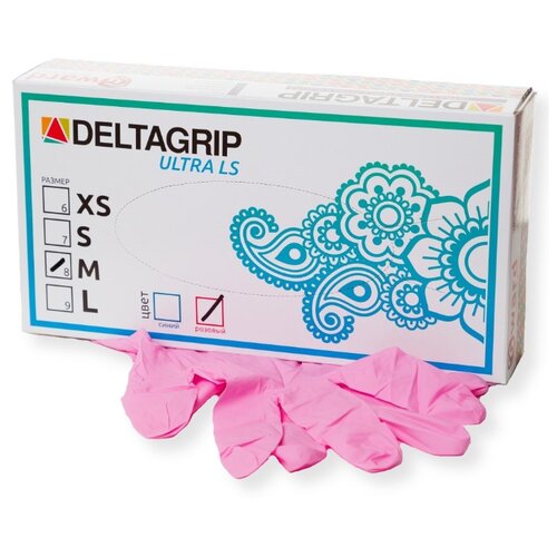 фото Перчатки нитриловые розовые gward deltagrip ultra ls 50 пар в упаковке размер m