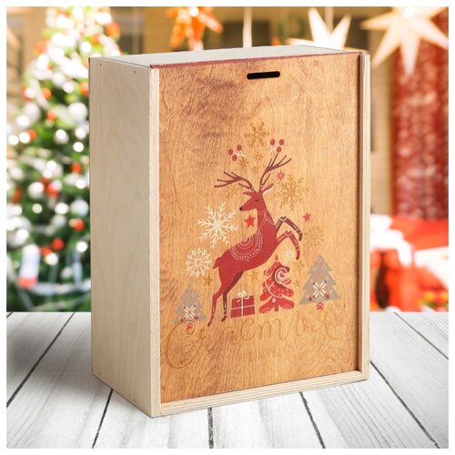фото Ящик подарочный деревянный "счастья и любви в новом году", 20 x 30 x 12 см дарите счастье
