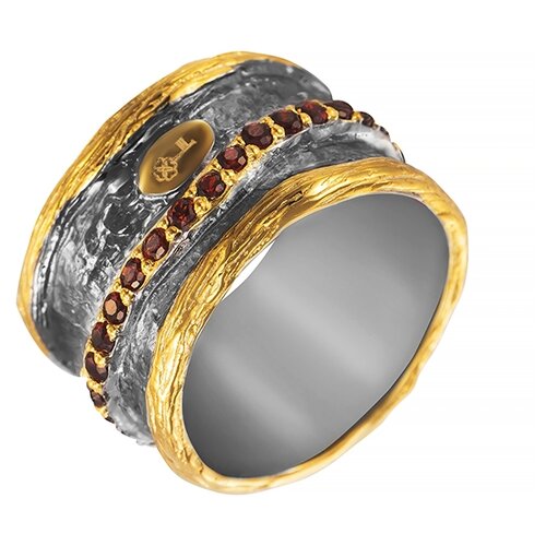 фото Element47 широкое ювелирное кольцо из серебра 925 пробы с гранатами r00237_ko_gr_002_bj, размер 18