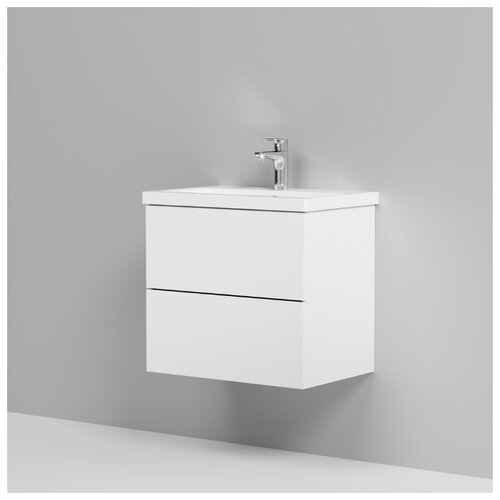 фото Тумба с раковиной am.pm gem m90-fhx0602-wc0602wg подвесная, 60 см, 2 ящика push-to-open, белый глянец