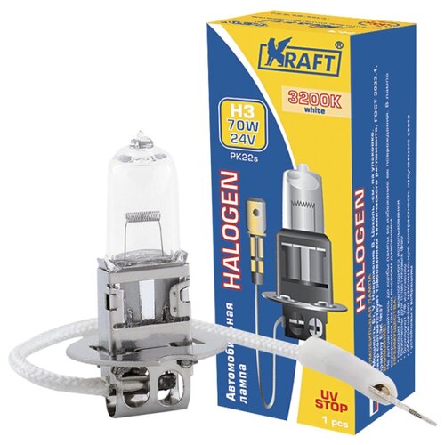 фото Лампа автомобильная галогенная kraft h3 24v 70w (pk22s) kt 700008 1 шт.