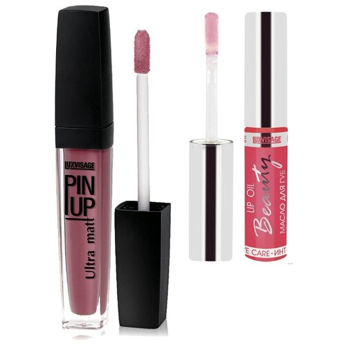 фото Luxvisage блеск для губ pin up ultra matt и масло для губ, 40 pink orchid/3 карамельный эликсир