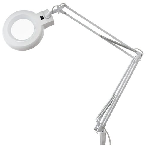 фото Лампа лупа на струбцине rexant, круглая, 8d, с подсветкой, белая