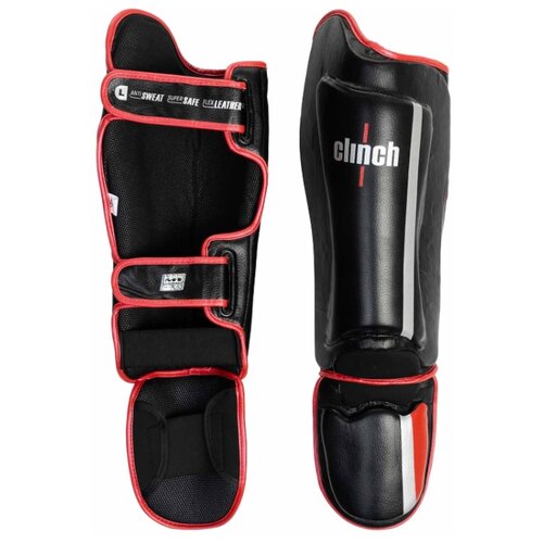 фото Защита голени и стопы clinch shin instep guard m1 черно-красно-серебристые, s