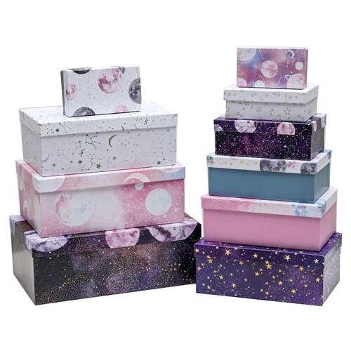 фото Набор подарочных коробок дарите счастье ко смос, 10 шт., розовый/фиолетовый