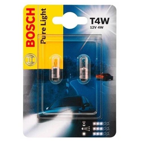 фото Bosch лампа 12v 4w t4w pure light (блистер 2 шт)