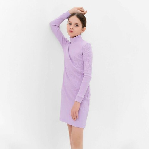 фото Платье minaku, хлопок, однотонное, размер 152 см, фиолетовый