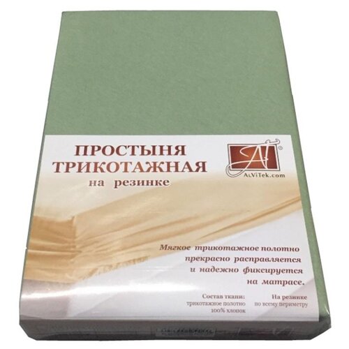 фото Простыня на резинке трикотаж, "альвитек"; оливковый; ; размер: 200 х 200