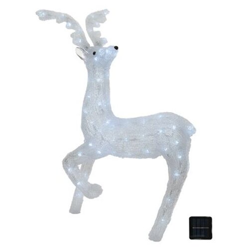фото Светящаяся фигура на солнечной батарее романтичный олень, акрил, белый, 80 холодных белых led-огней, 27x47x73 см, уличны kaemingk