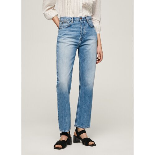 фото Джинсы pepe jeans, прямые, завышенная посадка, размер 31, голубой