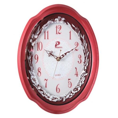 фото Часы настенные овальные phoenix p 002017 розового цвета 28,3х37 см
