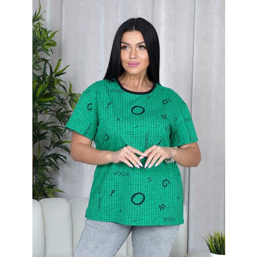 фото Футболка lovetex.store, хлопок, однотонная, трикотаж, размер 44, зеленый