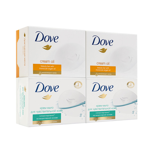 фото Dove набор мыла нежная коллекция, 4 шт., 100 г