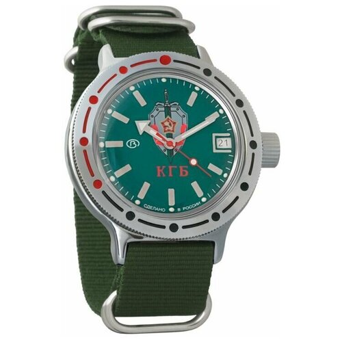 фото Часы мужские механические восток амфибия 420945 с автоподзаводом (нейлон зеленый)