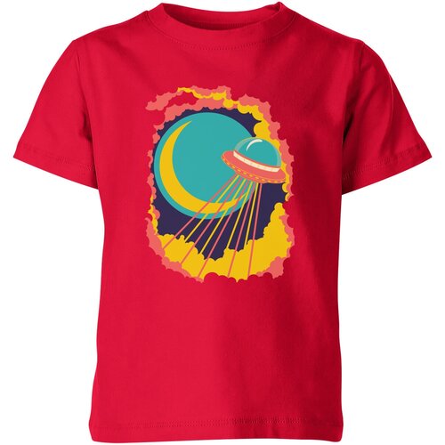 фото Детская футболка «летающая тарелка в небе» (128, синий) us basic