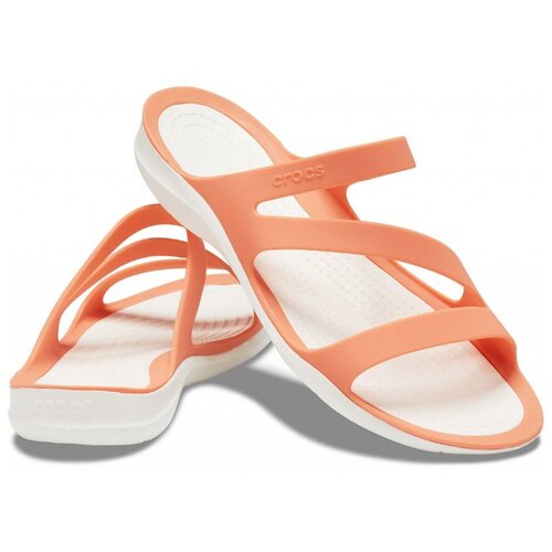 фото Шлепанцы crocs swiftwater sandal, размер 40(w10), grapefruit/white