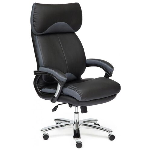 фото Компьютерное кресло TetChair Grand, обивка: натуральная кожа, цвет: серый/черный