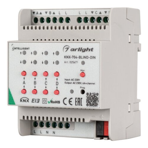 фото Intelligent arlight контроллер штор knx-704-blind-din (230v, 4x6a) arlight 25671