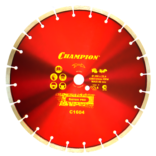 фото Диск алмазный отрезной champion concremax с1604, 350 мм 1 шт.