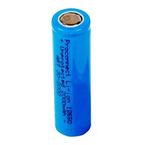 фото Аккумулятор 18650 unprotected li-ion 2000 mah 3.7 в proconnect 30-2000