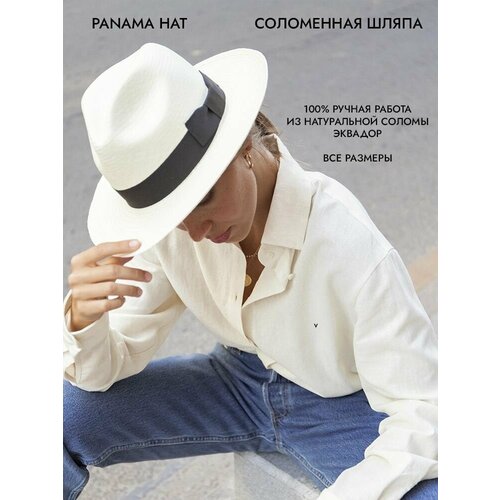 фото Соломенная эквадорская шляпа классическая федора s нет бренда