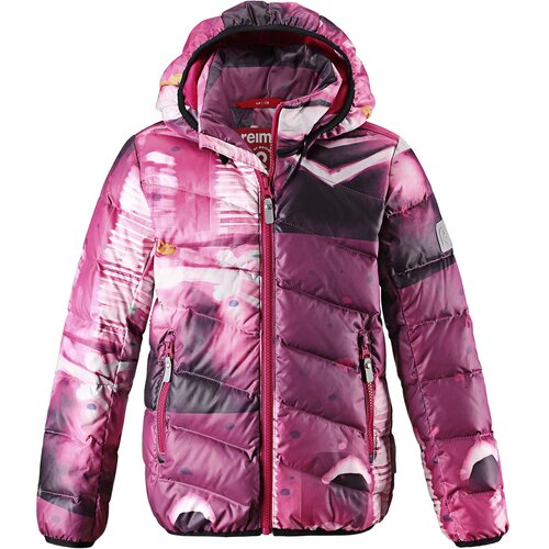фото Пуховик reima, демисезон/зима, карманы, капюшон, размер 128, розовый