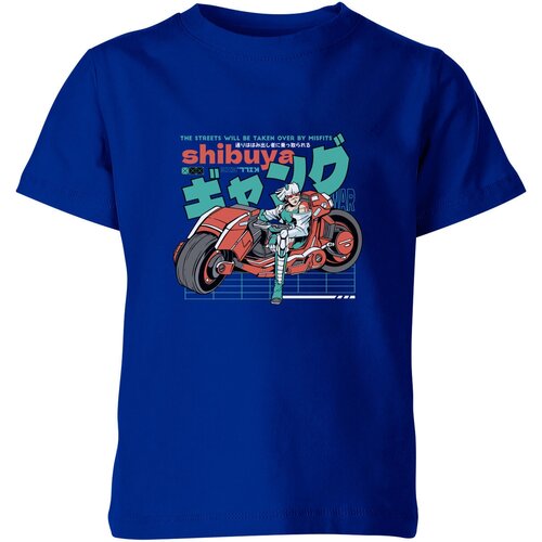 фото Детская футболка «сибуя киберпанк мотоцикл - shibuya cyberpunk» (140, синий) us basic